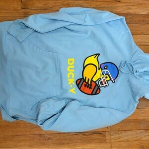 Blue Hoodie with Duck Football Graphic